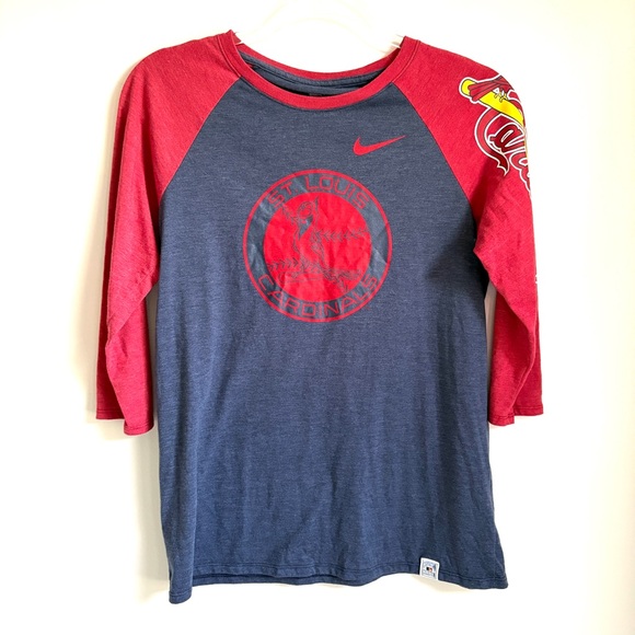 Nike | Women’s Three Quarter 3/4 Sleeve Red Blue St. Louis Cardinals Tee Size M - Picture 1 of 6